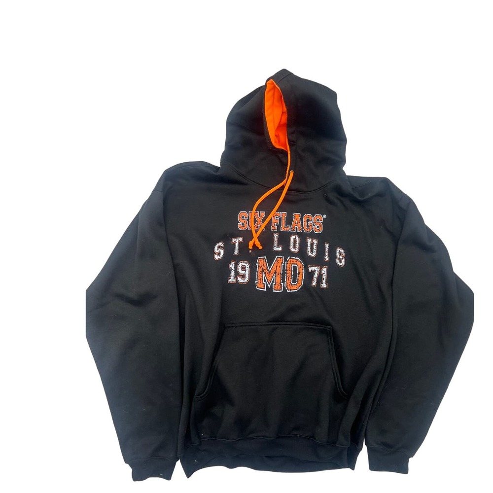 Vintage Tipsy Black Six Flags St. Louis Hoodie Size XXL